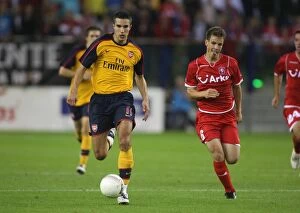 Images Dated 13th August 2008: Robin van Persie (Arsenal) Wout Brama (FC Twente)