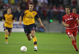 Images Dated 13th August 2008: Robin van Persie (Arsenal) Wout Brama (FC Twente)