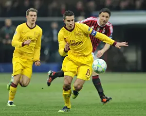 AC Milan V Arsenal 2011-12 Prints: Robin van Persie: Arsenal's Shining Star in UCL Showdown against AC Milan