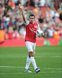 Images Dated 24th September 2011: Robin van Persie Celebrates 100th Arsenal Goal vs Bolton Wanderers (2011-12)