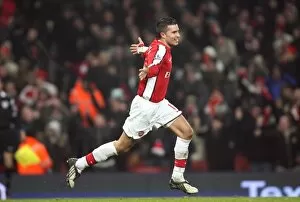 Images Dated 10th January 2009: Robin van Persie celebrates the Arsenal goal scored