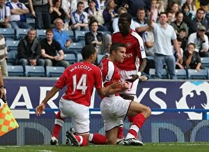 Images Dated 13th September 2008: Robin van Persie celebrates scoring the 1st Arsenal