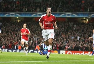 Images Dated 30th September 2008: Robin van Persie celebrates scoring the 1st Arsenal goal