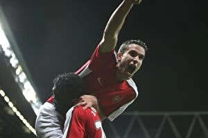 Images Dated 30th September 2008: Robin van Persie celebrates scoring the 1st Arsenal