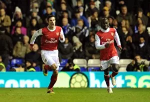 Images Dated 1st January 2011: Robin van Persie celebrates scoring the 1st Arsenal goal with Bacary Sagna