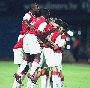 Dinamo Zagreb v Arsenal 2006-7 Collection: Robin van Persie celebrates scoring the 2nd Arsenal goal with Cesc Fabregas