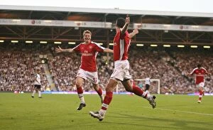 Bendtner Nicklas Collection: Robin van Persie celebrates scoring the Arsenal goal