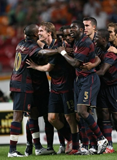 Ajax v Arsenal 2007-8 Gallery: Robin van Persie celebrates scoring the Arsenal goal with William Gallas