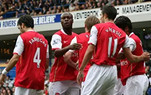 Robin van Persie celebrates scoring the Arsenal goal with Alex Hleb