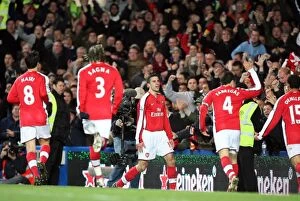 Chelsea v Arsenal 2008-09 Collection: Robin van Persie celebrates scoring his and Arsenal s