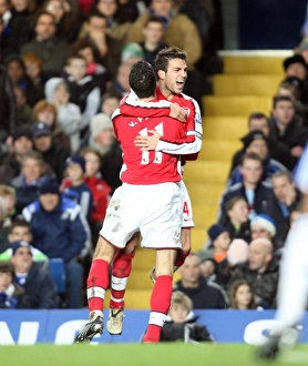 Chelsea v Arsenal 2008-09 Collection: Robin van Persie celebrates scoring his and Arsenal s