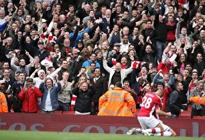 Arsenal v Birmingham City 2009-10 Collection: Robin van Persie celebrates scoring Arsenals 1st goal