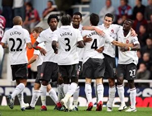 West Ham United v Arsenal 2009-10 Collection: Robin van Persie celebrates scoring Arsenals 1st goal