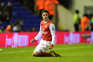 Images Dated 1st January 2011: Robin van Persie celebrates scoring Arsenals 1st goal. Birmingham City 0: 3 Arsenal
