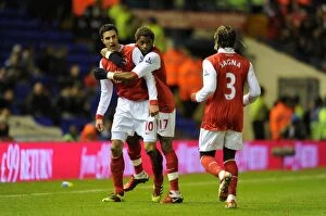 Images Dated 1st January 2011: Robin van Persie celebrates scoring Arsenals 1st goal with Alex Song