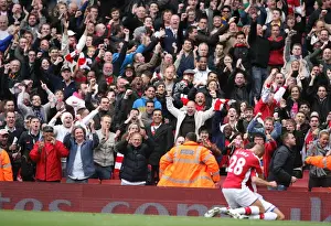 Robin van Persie celebrates scoring Arsenals 1st goal