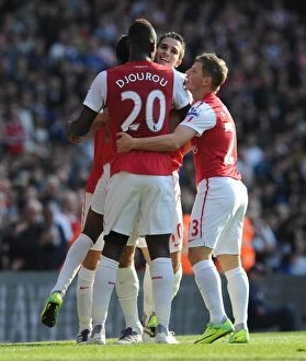 Arsenal v Stoke City 2011-2012 Gallery: Robin van Persie celebrates scoring Arsenals 2nd goal his 1st with Andrey Arshavin