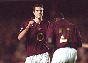 Arsenal v Sparta Prague (2005-6) Collection: Robin van Persie celebrates scoring Arsenals 3rd goal (his 2nd)