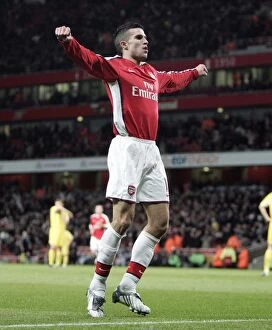 Images Dated 16th February 2009: Robin van Persie celebrates scoring Arsenals 4th goal