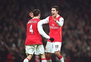 Arsenal v Blackburn Rovers 2006-07 Collection: Robin van Persie celebrates scoring Arsenals 5th goal his 2nd with Cesc Fabregas