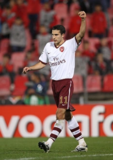 Steaua Bucharest v Arsenal 2007-08 Collection: Robin van Persie celebrates scoring Arsenals goal