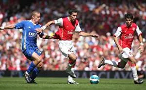 Arsenal V Portsmouth 2007-08 Prints: Robin van Persie and Cesc Fabregas (Arsenal) iSean Davis (Portsmouth)
