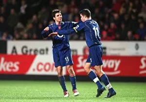 Images Dated 3rd December 2005: Robin van Persie is congratulated on scoring Arsenals 3rd goal by Cesc Fabrgeas
