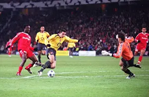 FC Thun V Arsenal Prints: Robin van Persie Fouls and Red Card for Armand Traoré (Thun) in Arsenal's UEFA Champions League Victory