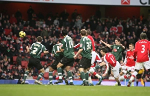 Arsenal V Plymouth Argyle - FA Cup 2008-09 Prints: Robin van Persie heads past Roman Larrieu to score