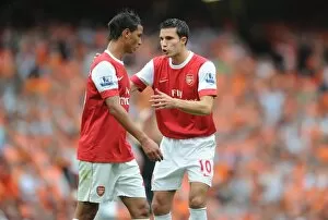 Images Dated 21st August 2010: Robin van Persie and Marouane Chamakh (Arsenal). Arsenal 6: 0 Blackpool
