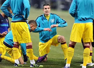 AC Milan V Arsenal 2011-12 Prints: Robin van Persie Rallies Arsenal: United Front Against AC Milan in UEFA Champions League Showdown