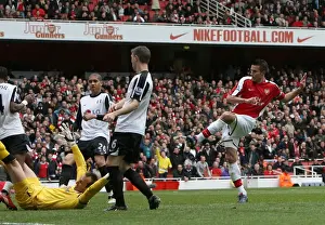 Arsenal V Fulham 2009-10 Prints: Robin van Persie scores Arsenals 2nd goal past Mark Schwarzer (Fulham)