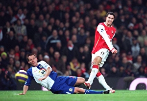 Arsenal V Blackburn Rovers 2006-07 Prints: Robin van Persie scores Arsenals 4th goal, his 1st, past Andre Ooijer (Blacburn)
