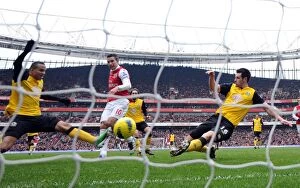 Arsenal v Blackburn Rovers 2011-12 Collection: Robin van Persie Scores Brilliant Goal Past Martin Olsson and Scott Dann in Arsenal's Victory over