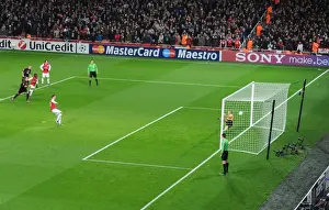 Arsenal V AC Milan 2011-12 Prints: Robin van Persie Scores Dramatic Penalty Past Christian Abbiati: Arsenal's UEFA Champions League Triumph