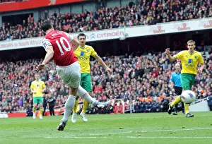 Arsenal V Norwich City 2011-12 Prints: Robin van Persie Scores First Arsenal Goal Against Norwich City (May 2012)