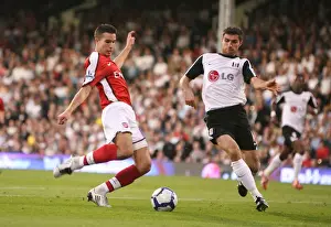 Fulham V Arsenal 2009-10 Prints: Robin van Persie Scores Stunner Past Schwarzer: Arsenal Leads Fulham 1-0
