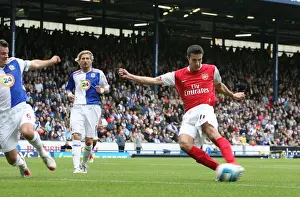 Blackburn Rovers V Arsenal 2007-8 Prints: Robin van Persie shoots past Blackburn goalkeeper Brad Friedel to score the Arsenal goal