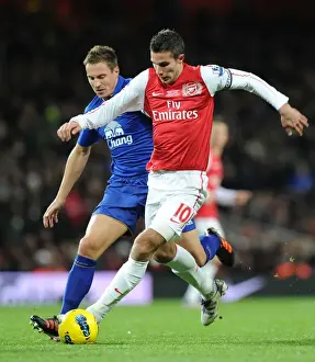 Arsenal V Everton 2011-12 Prints: Robin van Persie Surges Past Phil Jagielka: Arsenal vs. Everton, Premier League 2011-12