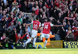 Norwich City V Arsenal 2011-12 Prints: Robin van Persie and Theo Walcott Celebrate Arsenal's Goals vs Norwich City