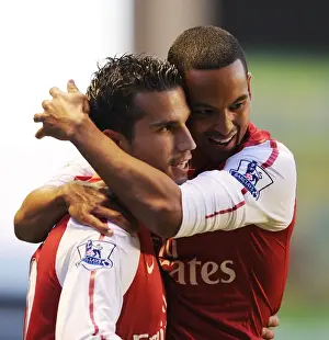 Wolverhampton Wanderers V Arsenal 2011-12 Prints: Robin van Persie and Theo Walcott Celebrate Goal: Wolverhampton Wanderers vs