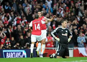 Robin van Persie and Theo Walcott: Celebrating Arsenal's First Goal in a 3:0 Win Over West Bromwich Albion