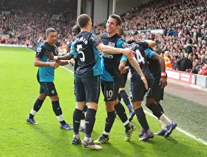 Liverpool V Arsenal 2011-12 Prints: Robin van Persie and Thomas Vermaelen Celebrate Arsenal's Goals Against Liverpool (2011-12)