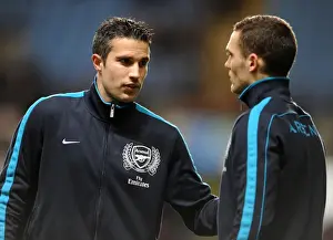 Aston Villa V Arsenal 2011-12 Prints: Robin van Persie and Thomas Vermaelen Deep in Conversation: Aston Villa vs