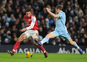 Manchester City V Arsenal 2011-12 Prints: Robin van Persie vs. James Milner: Clash of the Titans - Manchester City vs