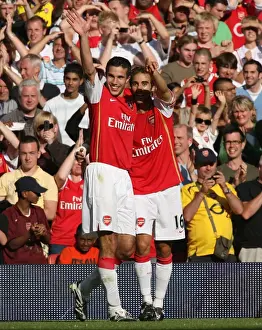Arsenal V Inter Milan 2007-08 Prints: Robin van Persie's Double: Arsenal's 2-1 Victory Over Inter Milan - Flamini's Emotional Celebration