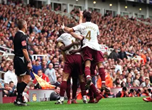 West Ham United V Arsenal 2007-08 Prints: Robin van Persie's Game-Winning Goal: Arsenal's Victory Celebration with Eboue and Fabregas vs