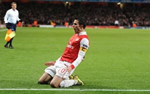 Images Dated 8th December 2010: Robin van Persie's Historic Penalty: Arsenal's First Champions League Goal vs