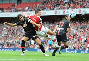 Arsenal V Athletico Madrid 2009-10 Prints: Robin van Persie's Leading Goal Secures Arsenal's 2:1 Win Against Athletic Madrid