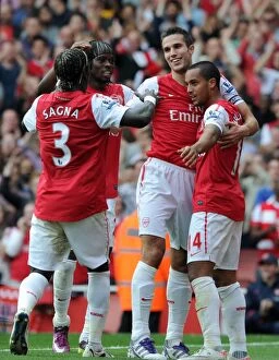 Images Dated 24th September 2011: Robin van Persie's Milestone Moment: Arsenal's 3-0 Victory - Van Persie Scores His 100th Goal for